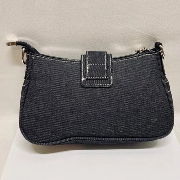 Y2K Star Denim Shoulder Bag Retro Black Underarm Cloth Purse Splicing Chain New - Picture 14 of 15
